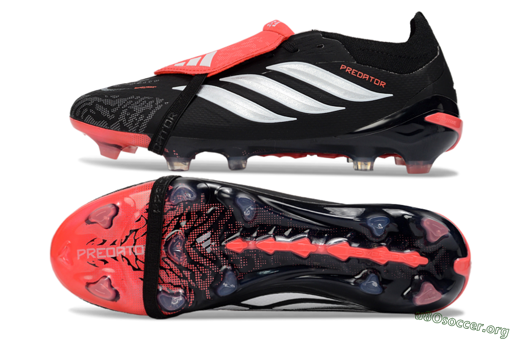Adidas Predator 26 Elite Fold-Over Tongue FG Football Boots - Black/Fiery Red/Steel Silver 1