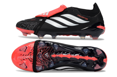 Adidas Predator 26 Elite Fold-Over Tongue FG Football Boots - Black/Fiery Red/Steel Silver