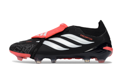 Adidas Predator 26 Elite Fold-Over Tongue FG Football Boots - Black/Fiery Red/Steel Silver