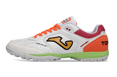 Joma Top Flex TF Football Shoes - White/Orange Flare/Lime Green