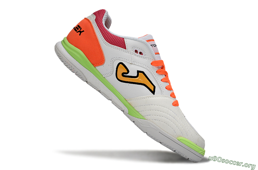 Joma Top Flex IC Football Shoes - White/Neon Green/Hot Pink 4