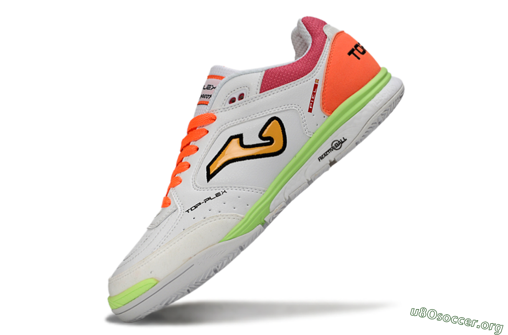 Joma Top Flex IC Football Shoes - White/Neon Green/Hot Pink 5