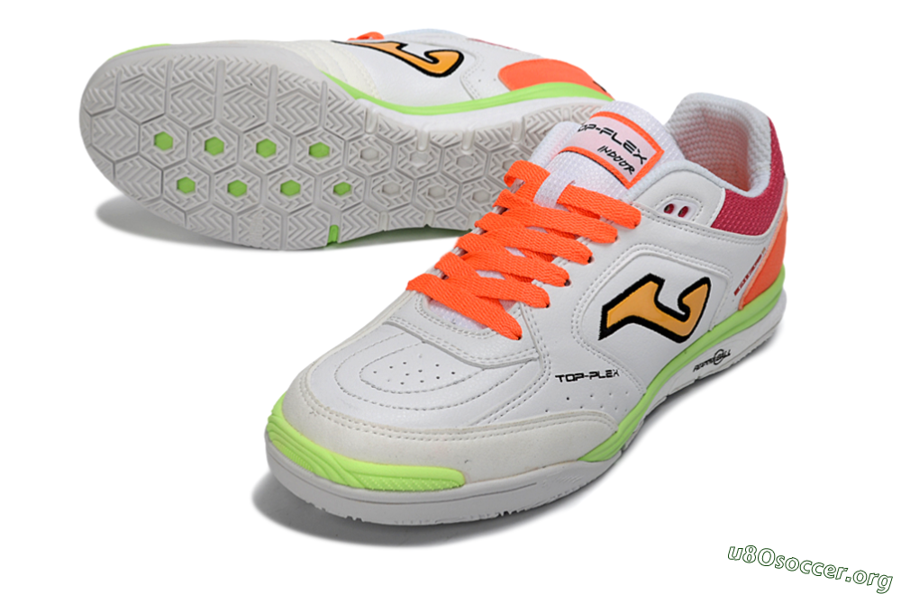 Joma Top Flex IC Football Shoes - White/Neon Green/Hot Pink 0