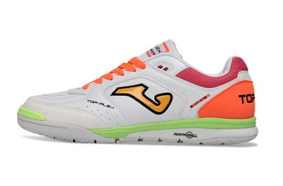 Joma Top Flex IC Football Shoes - White/Neon Green/Hot Pink