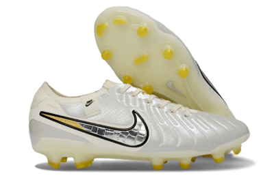 Nike Tiempo Legend 10 Elite FG Football Boots - White/Ivory Mist/Black Gold