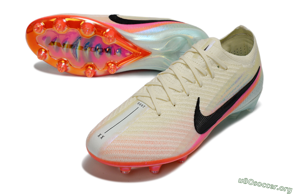 Nike Air Zoom Mercurial Vapor 16 Elite AG Football Boots - Cream/Iridescent Orange/Turquoise Blue 0