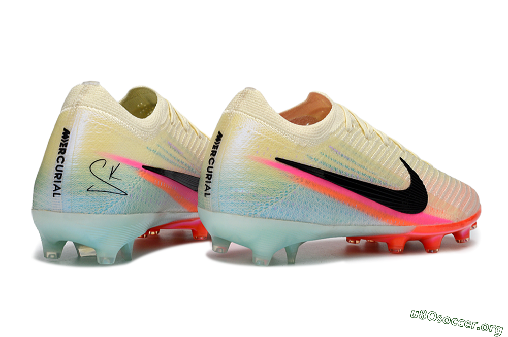 Nike Air Zoom Mercurial Vapor 16 Elite AG Football Boots - Cream/Iridescent Orange/Turquoise Blue 6