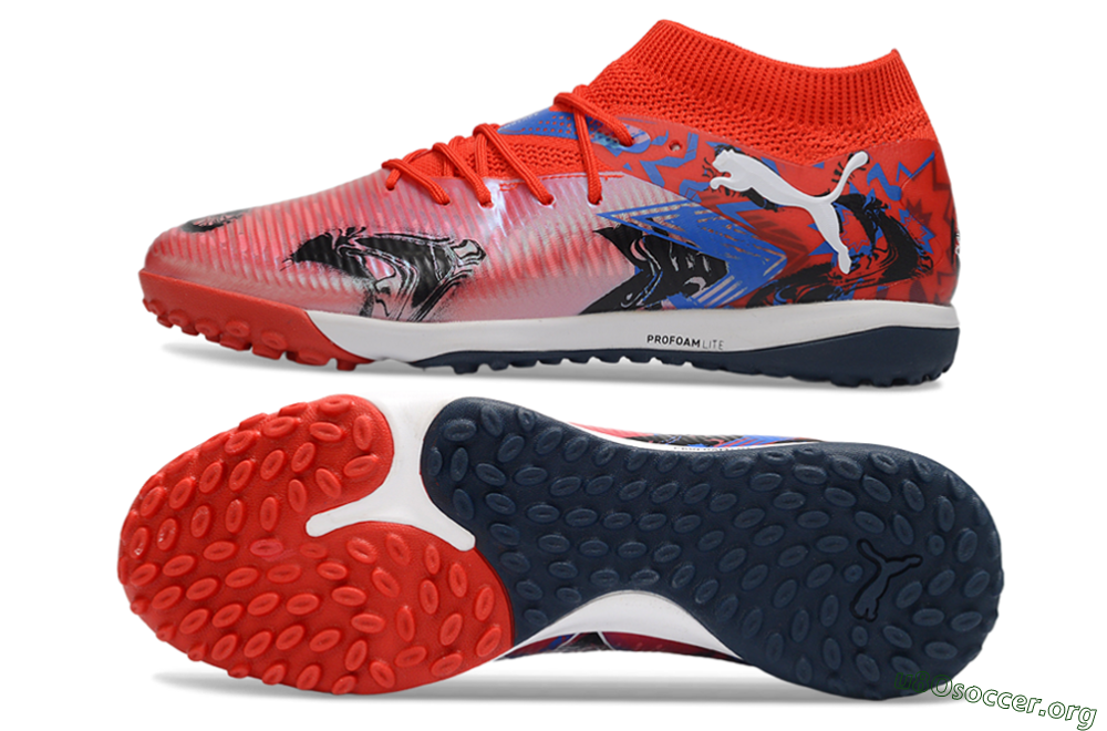 Puma Future 8 Ultimate TF Football Shoes - Red/Vibrant Red/Navy Blue 1