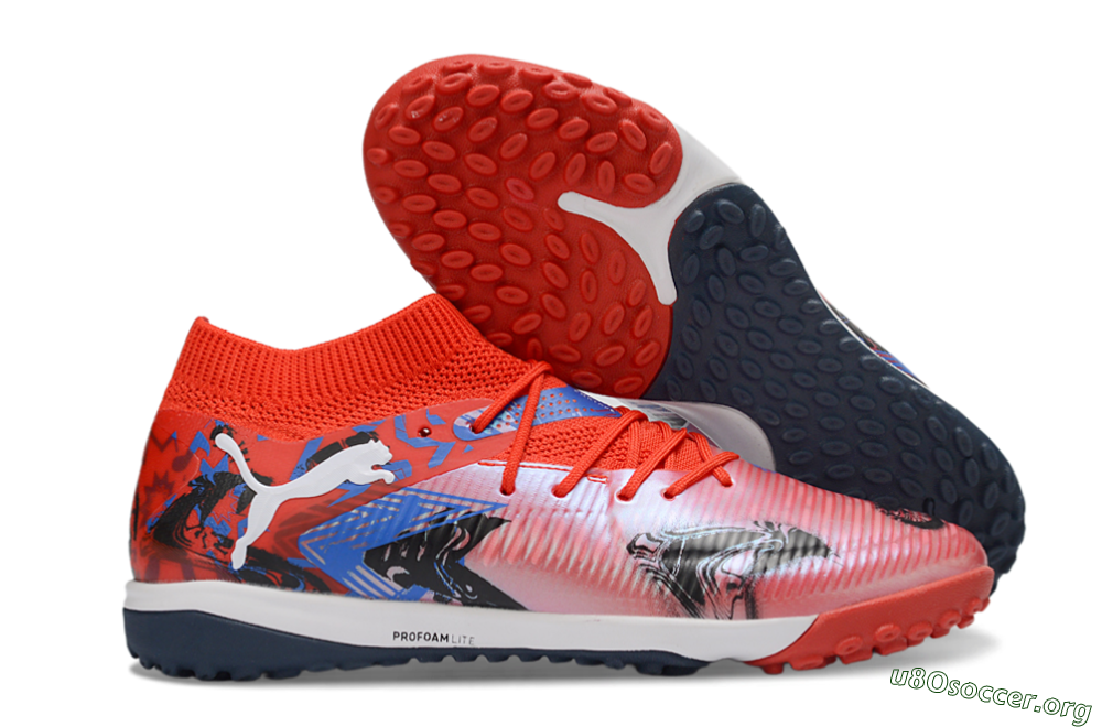 Puma Future 8 Ultimate TF Football Shoes - Red/Vibrant Red/Navy Blue 2