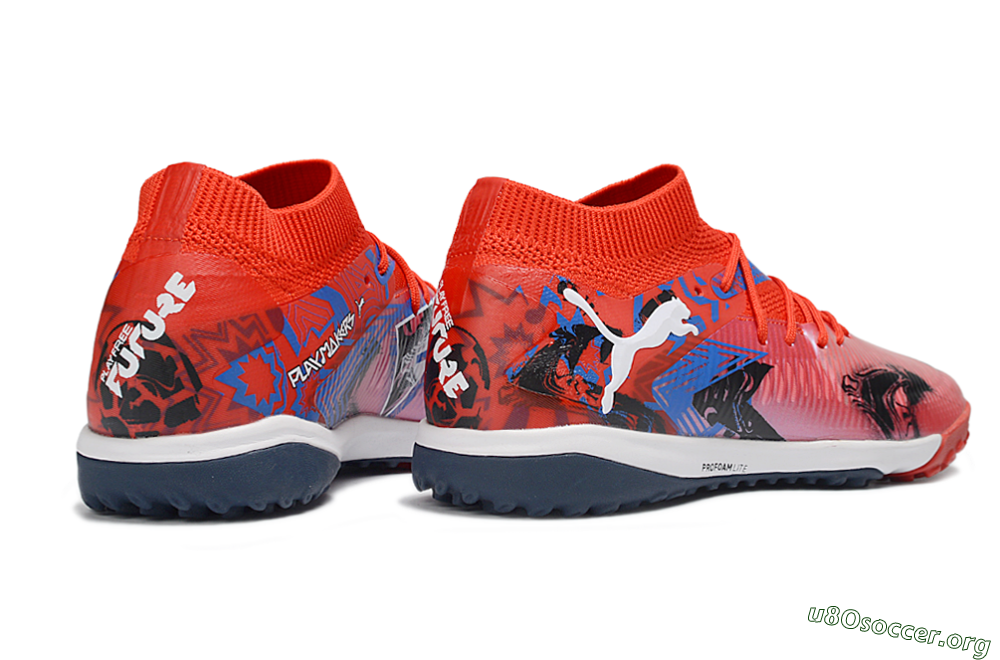 Puma Future 8 Ultimate TF Football Shoes - Red/Vibrant Red/Navy Blue 6