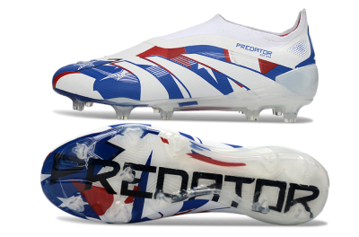 Adidas Predator 25 Elite Laceless FG Football Boots - White/Royal Blue/Fiery Red