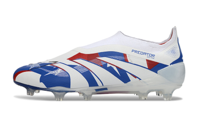 Adidas Predator 25 Elite Laceless FG Football Boots - White/Royal Blue/Fiery Red
