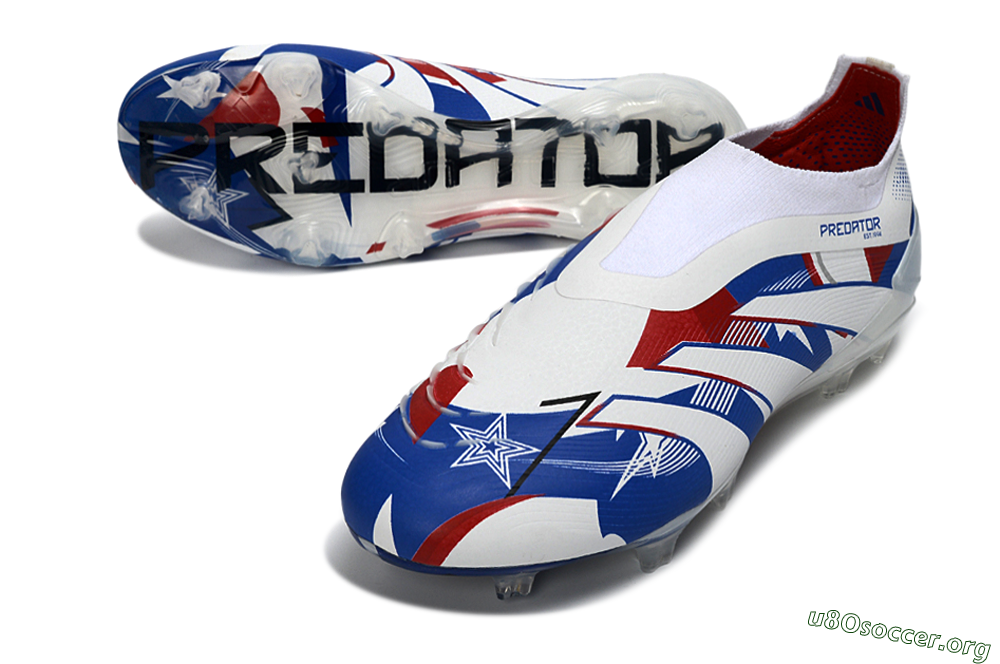 Adidas Predator 25 Elite Laceless FG Football Boots - White/Royal Blue/Fiery Red 0