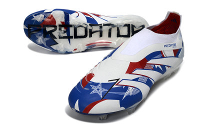 Adidas Predator 25 Elite Laceless FG Football Boots - White/Royal Blue/Fiery Red