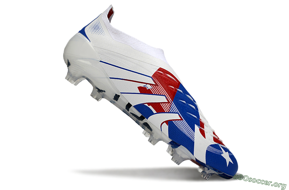 Adidas Predator 25 Elite Laceless FG Football Boots - White/Royal Blue/Fiery Red 4