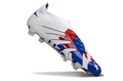 Adidas Predator 25 Elite Laceless FG Football Boots - White/Royal Blue/Fiery Red