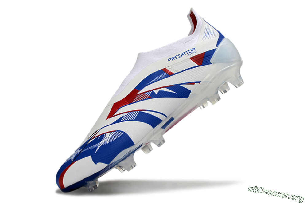 Adidas Predator 25 Elite Laceless FG Football Boots - White/Royal Blue/Fiery Red 5