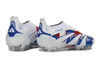 Adidas Predator 25 Elite Laceless FG Football Boots - White/Royal Blue/Fiery Red