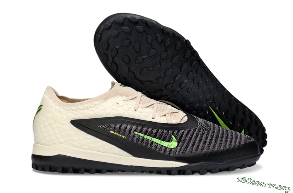 Nike Phantom 6 Low Elite TF Football Shoes - Black/Neon Green/Beige 2