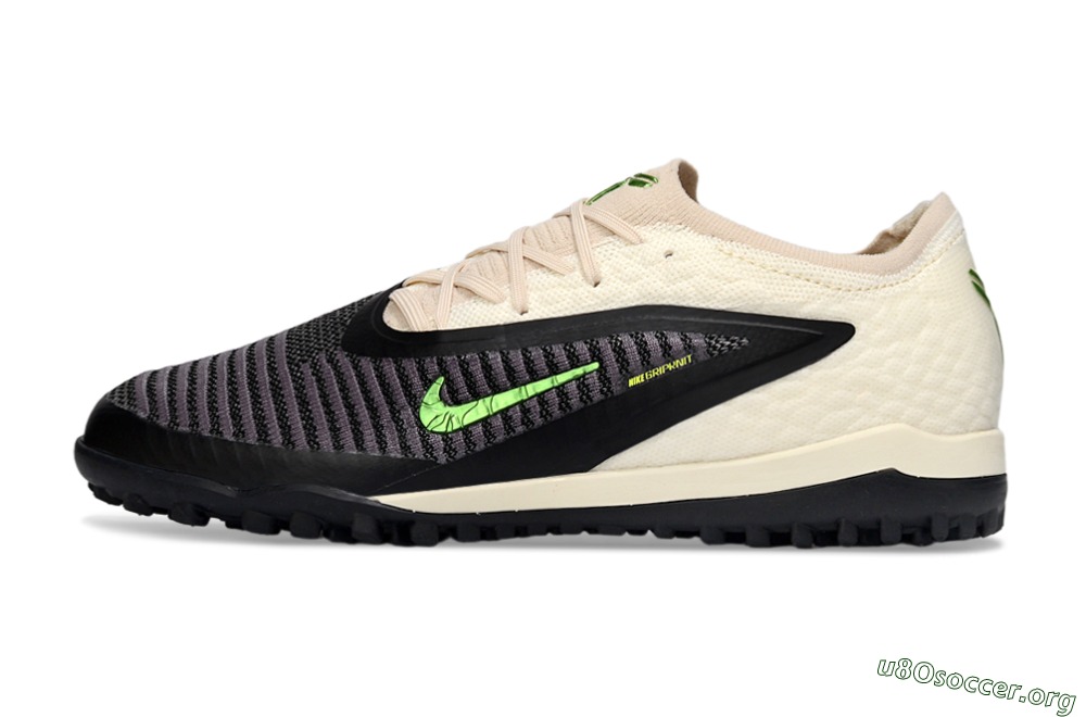 Nike Phantom 6 Low Elite TF Football Shoes - Black/Neon Green/Beige 3