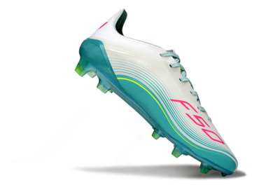Messi x Adidas F50 Elite FG Football Boots - Aqua/Neon Pink/Soft Yellow