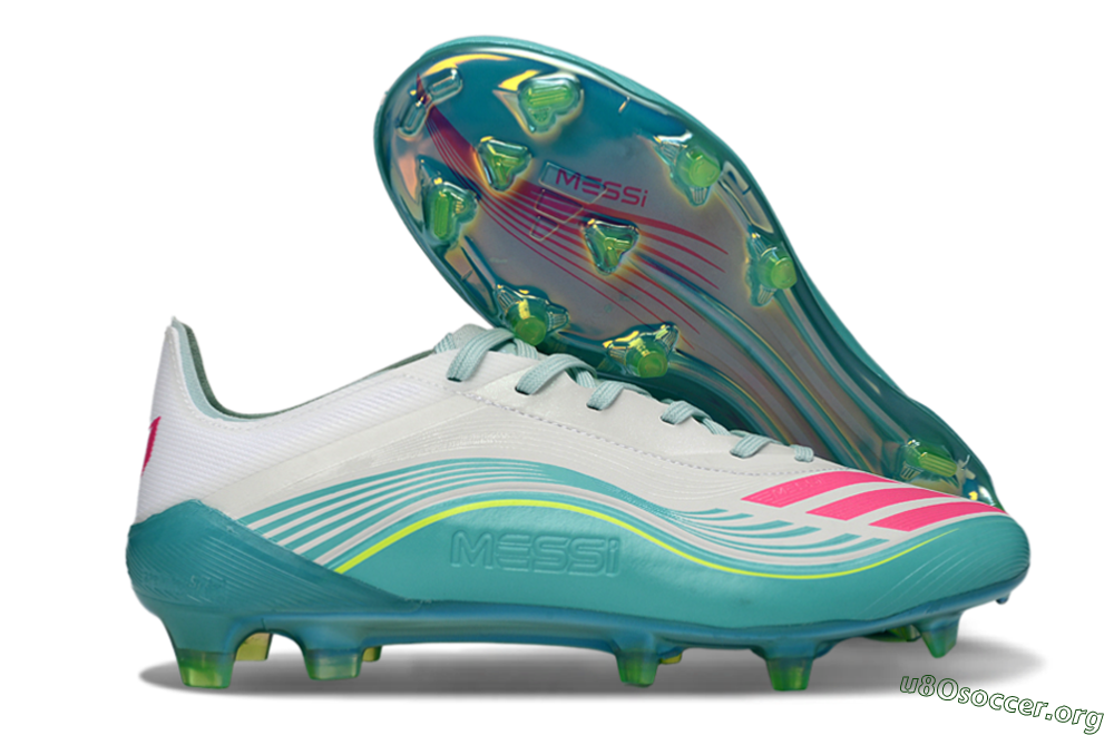 Messi x Adidas F50 Elite FG Football Boots - Aqua/Neon Pink/Soft Yellow 2