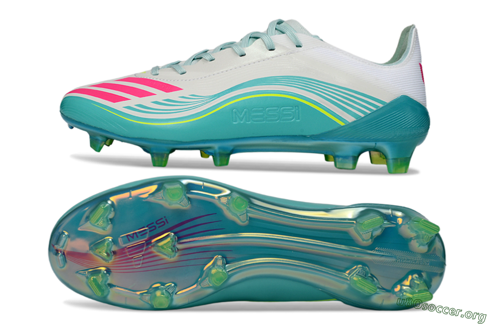 Messi x Adidas F50 Elite FG Football Boots - Aqua/Neon Pink/Soft Yellow 1