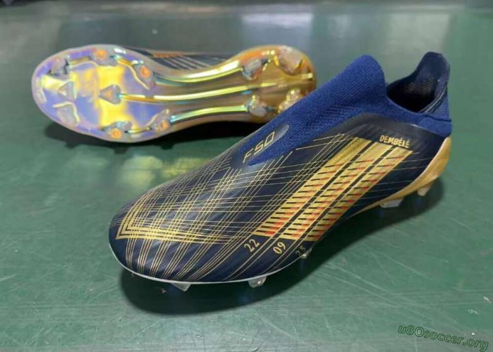 Adidas F50 Elite Laceless FG Football Boots - Navy/Gold Metallic/Dazzling Rainbow