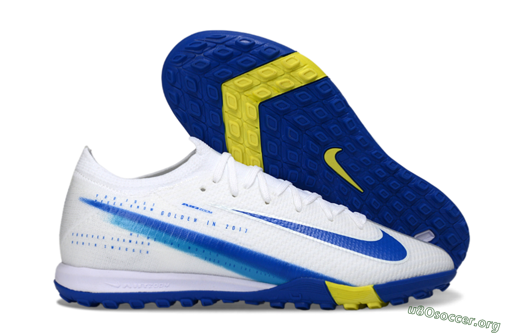 Nike Air Zoom Mercurial Vapor 16 Elite TF Football Shoes - White/Royal Blue/Lemon Yellow 2