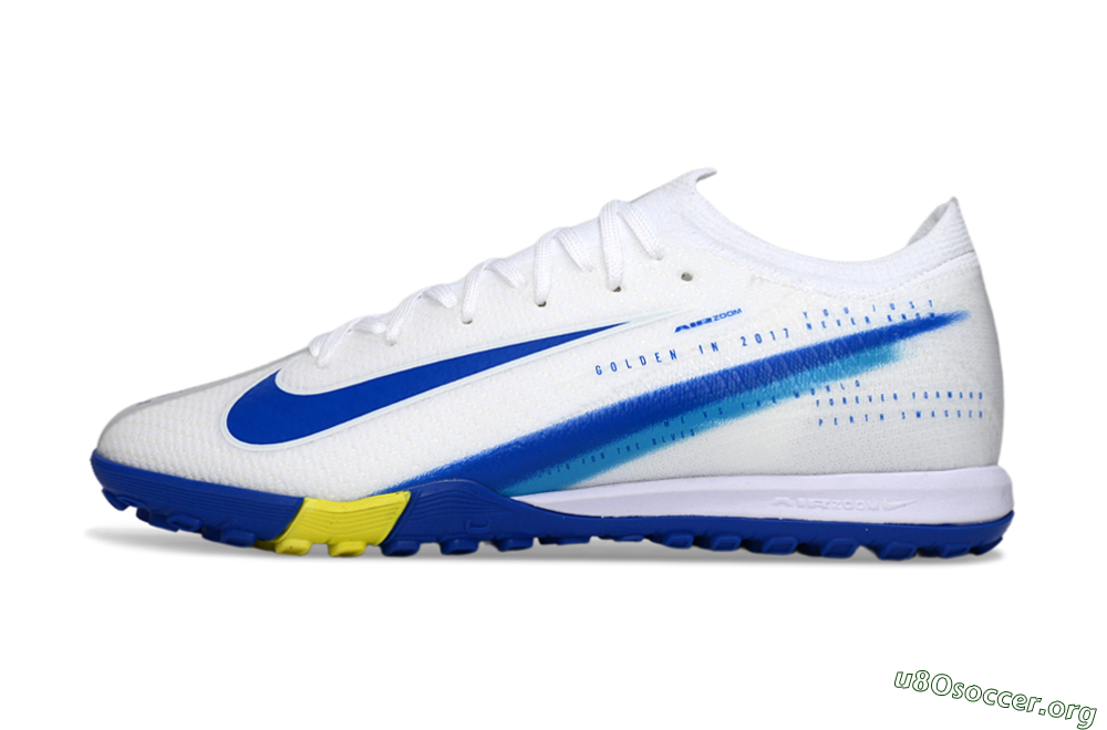Nike Air Zoom Mercurial Vapor 16 Elite TF Football Shoes - White/Royal Blue/Lemon Yellow 3