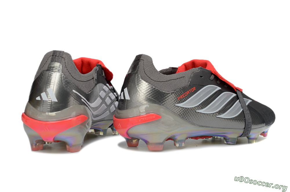 Adidas Predator 26 Elite Fold-Over Tongue FG Football Boots - Gray/Electric Silver/Fire Red 6
