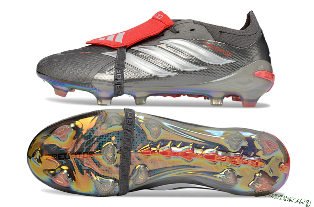 Adidas Predator 26 Elite Fold-Over Tongue FG Football Boots - Gray/Electric Silver/Fire Red 1