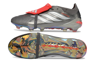 Adidas Predator 26 Elite Fold-Over Tongue FG Football Boots - Gray/Electric Silver/Fire Red