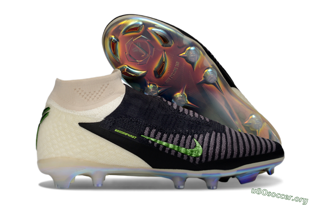 Nike Phantom 6 High Elite FG Football Boots - Black/Electric Green/Beige 2