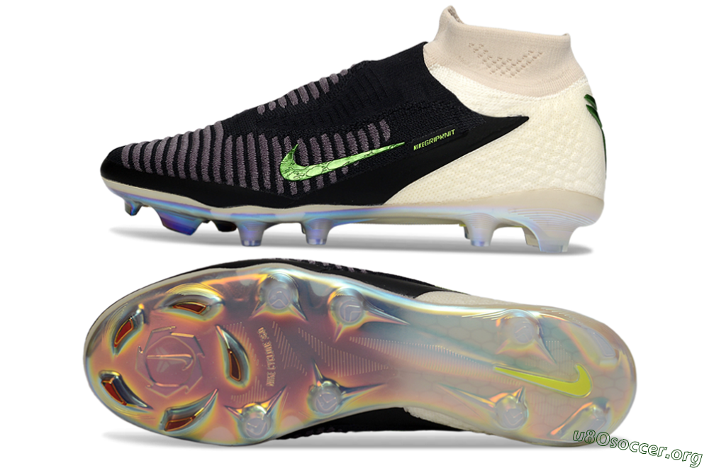Nike Phantom 6 High Elite FG Football Boots - Black/Electric Green/Beige 1
