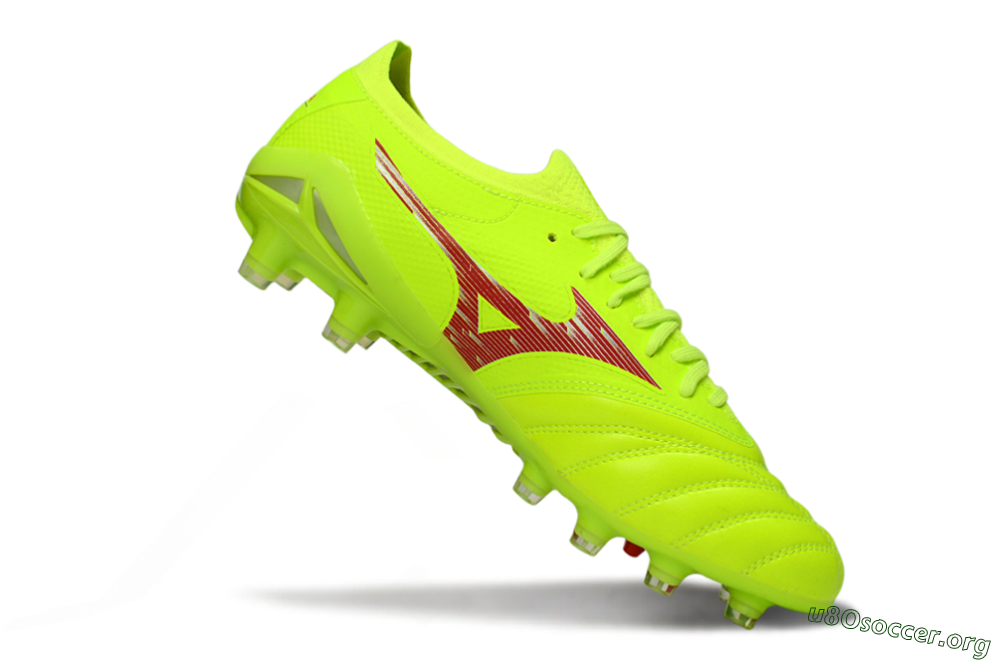 Mizuno Morelia Neo 4 FG Football Boots - Lime/Electric Green/Crimson Red 4