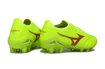 Mizuno Morelia Neo 4 FG Football Boots - Lime/Electric Green/Crimson Red