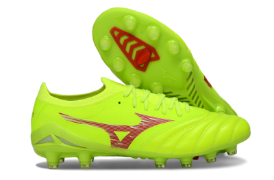 Mizuno Morelia Neo 4 FG Football Boots - Lime/Electric Green/Crimson Red