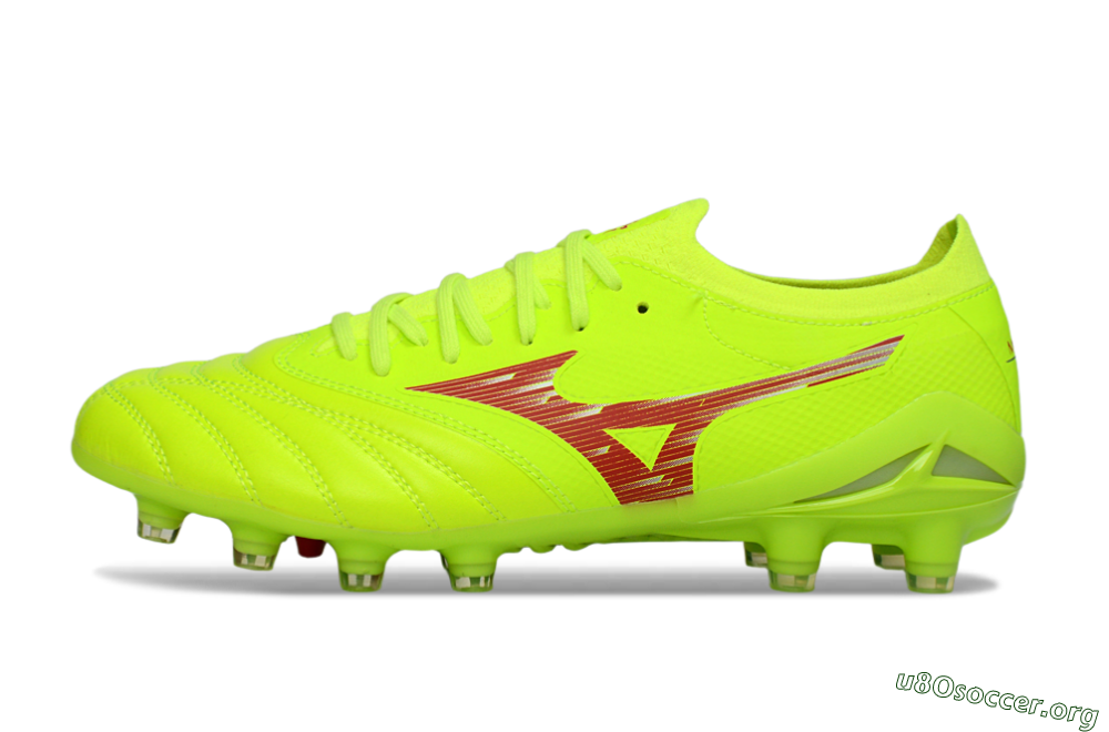 Mizuno Morelia Neo 4 FG Football Boots - Lime/Electric Green/Crimson Red 3