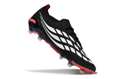 Adidas Predator 26 Elite FG Football Boots - Black/Crimson Blaze/Stealth White