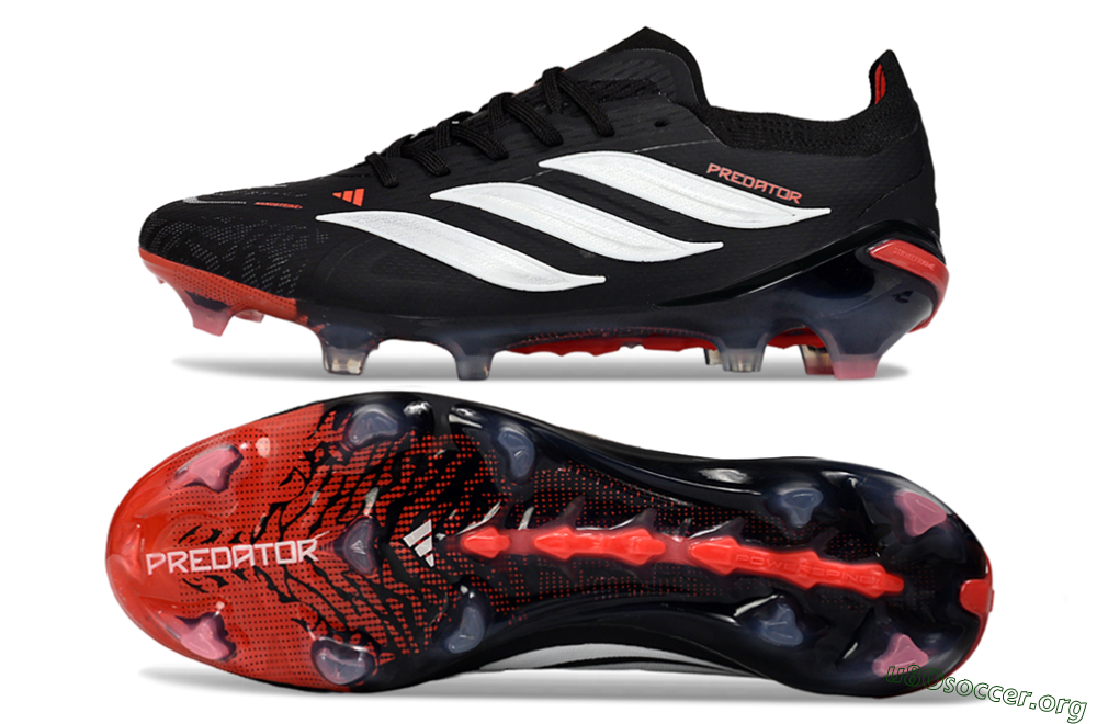 Adidas Predator 26 Elite FG Football Boots - Black/Crimson Blaze/Stealth White 1