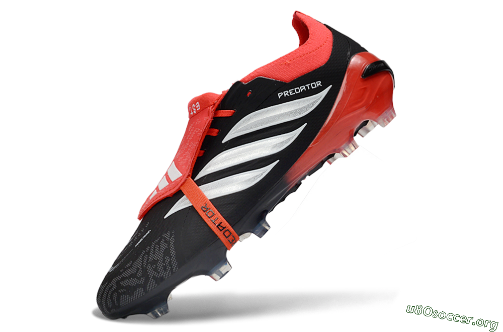 Adidas Predator 26 Elite Fold-Over Tongue FG Football Boots - Black/Crimson Red/Metallic Silver 5