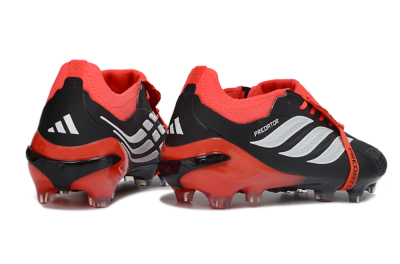 Adidas Predator 26 Elite Fold-Over Tongue FG Football Boots - Black/Crimson Red/Metallic Silver