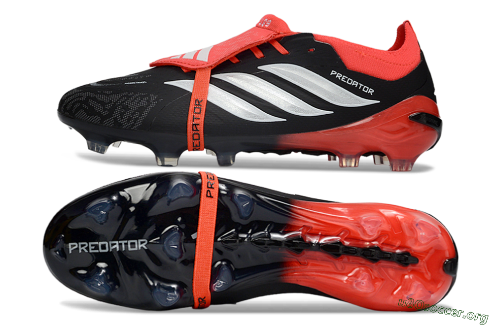 Adidas Predator 26 Elite Fold-Over Tongue FG Football Boots - Black/Crimson Red/Metallic Silver 1