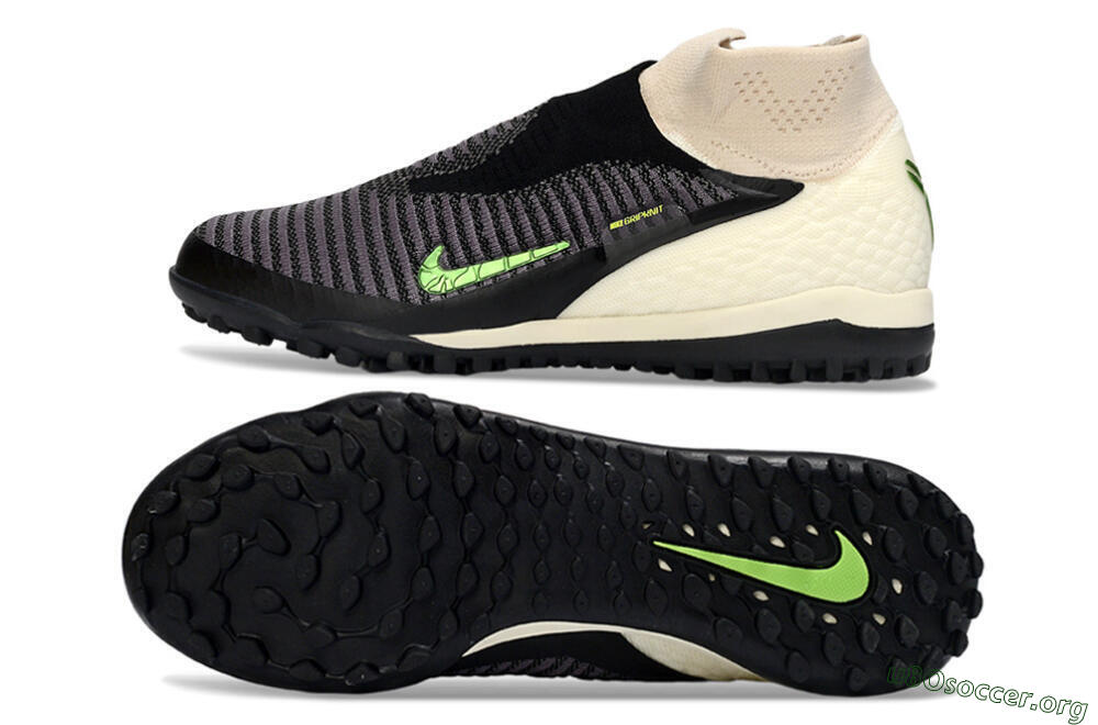 Nike Phantom 6 High Elite TF Football Shoes - Black/Electric Green/Light Tan 1