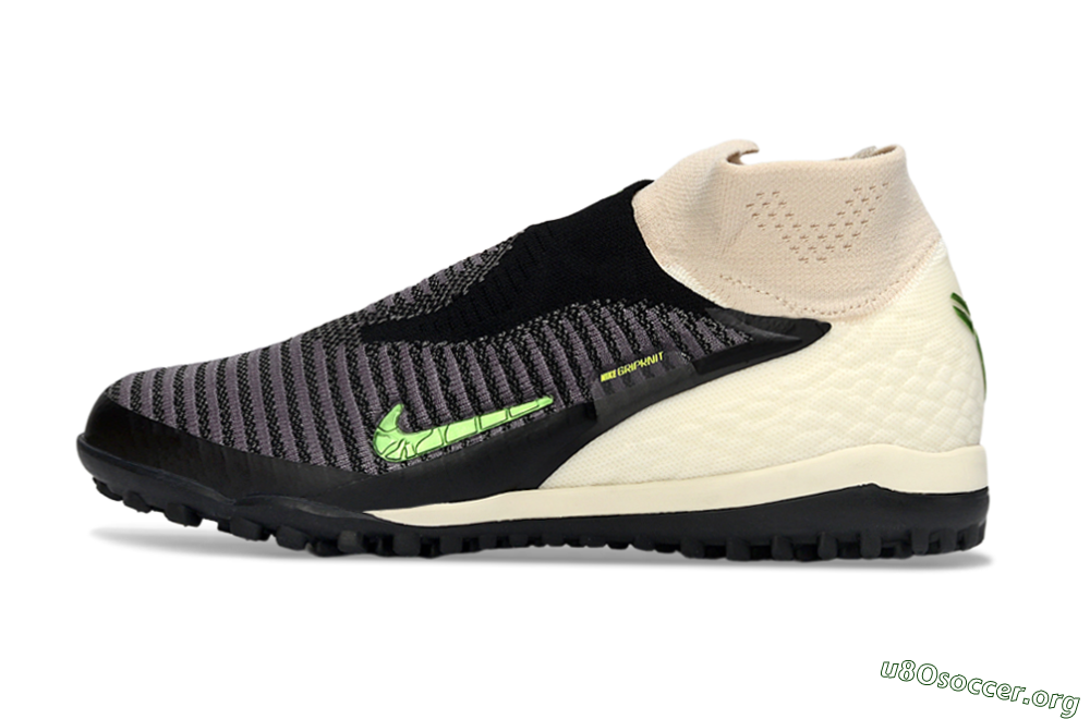 Nike Phantom 6 High Elite TF Football Shoes - Black/Electric Green/Light Tan 3