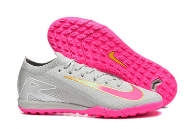 Nike Air Zoom Mercurial Vapor 16 Elite TF Football Shoes - Gray/Vibrant Pink/Metallic Gold