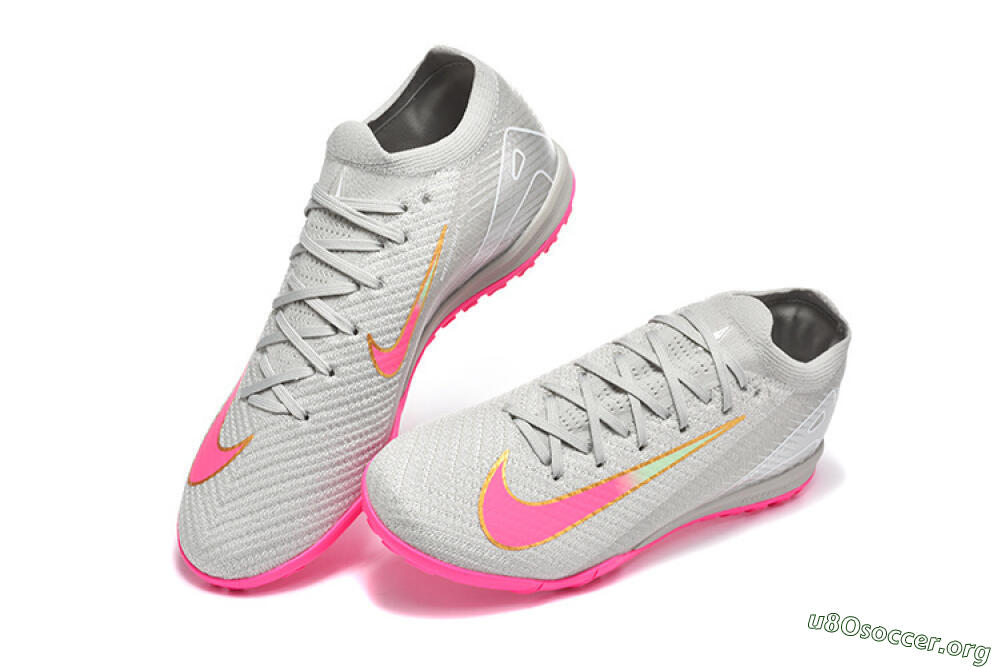 Nike Air Zoom Mercurial Vapor 16 Elite TF Football Shoes - Gray/Vibrant Pink/Metallic Gold 6