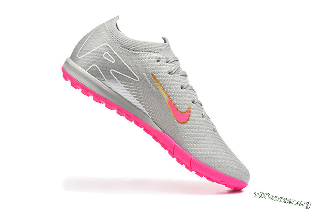 Nike Air Zoom Mercurial Vapor 16 Elite TF Football Shoes - Gray/Vibrant Pink/Metallic Gold 7