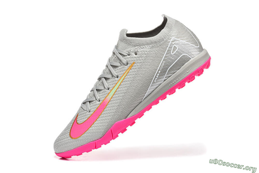 Nike Air Zoom Mercurial Vapor 16 Elite TF Football Shoes - Gray/Vibrant Pink/Metallic Gold 8